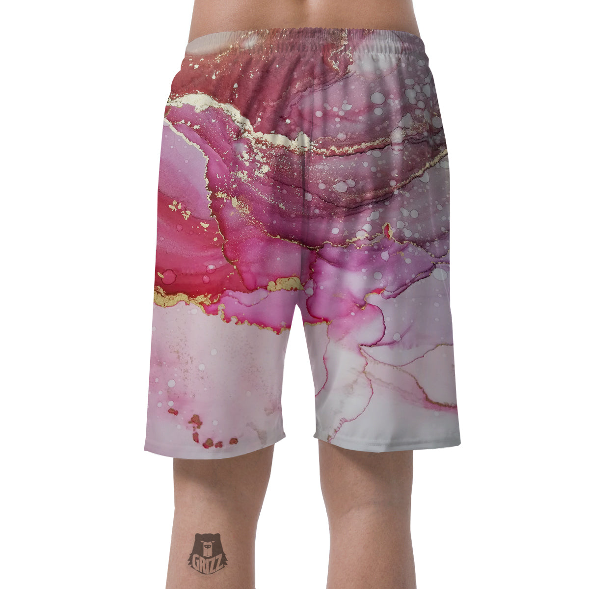 Rose Gold Marble Print Men's Shorts-grizzshop