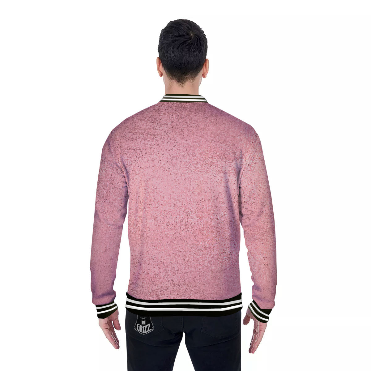 Rose Gold Texture Print Baseball Jacket-grizzshop