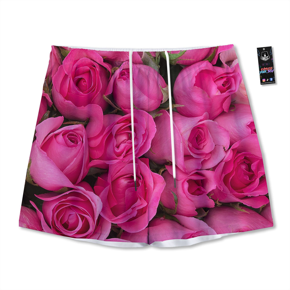 Rose Hot Pink Print Mesh Shorts