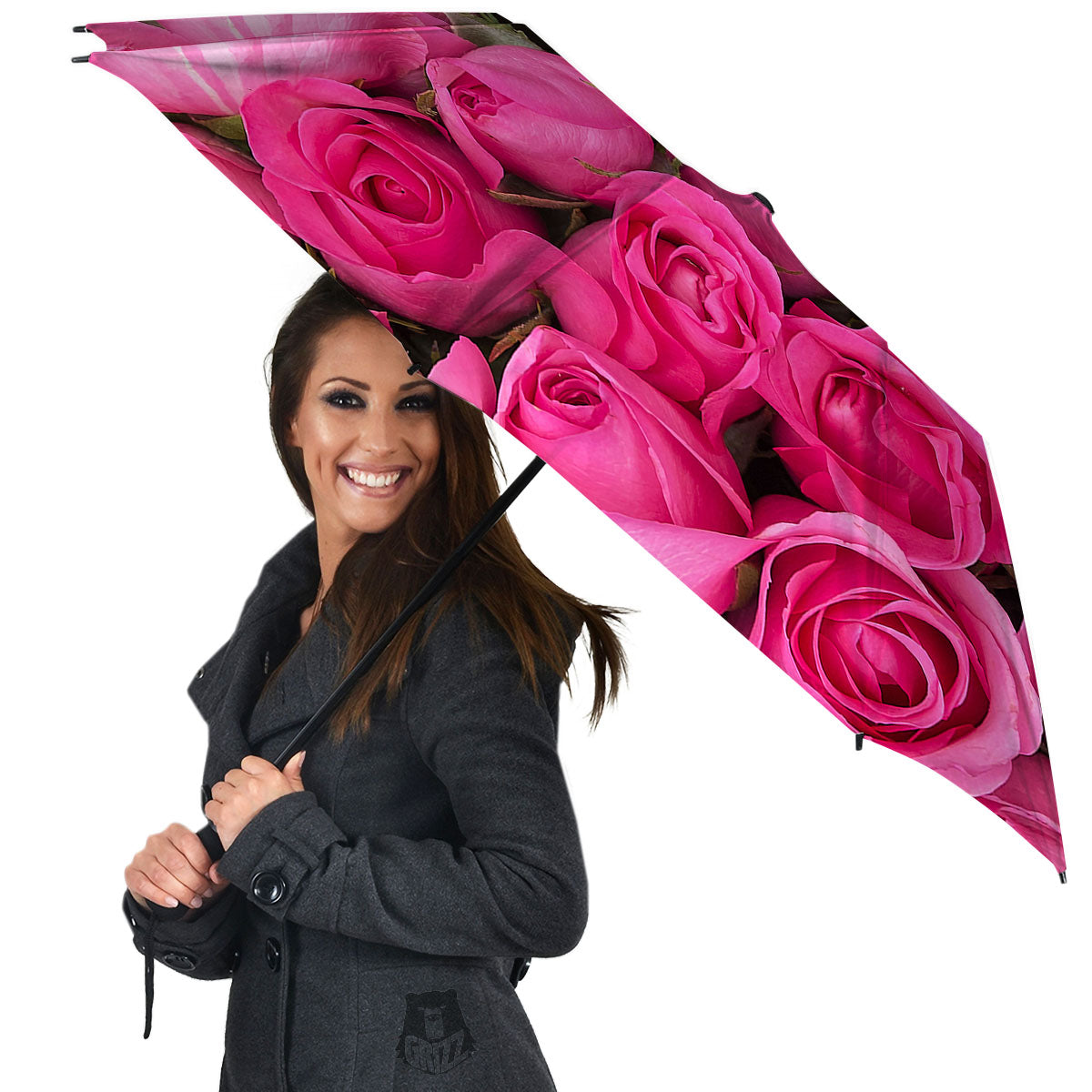 Rose Hot Pink Print Umbrella-grizzshop