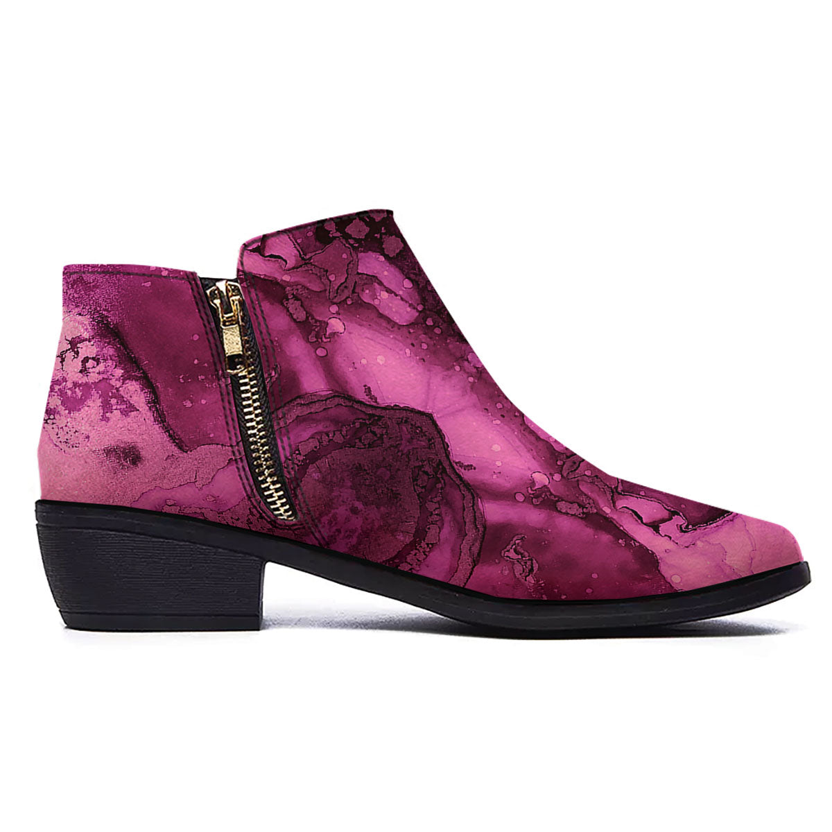 Rose Kaleidoscope Pink Print Ankle Boots-grizzshop