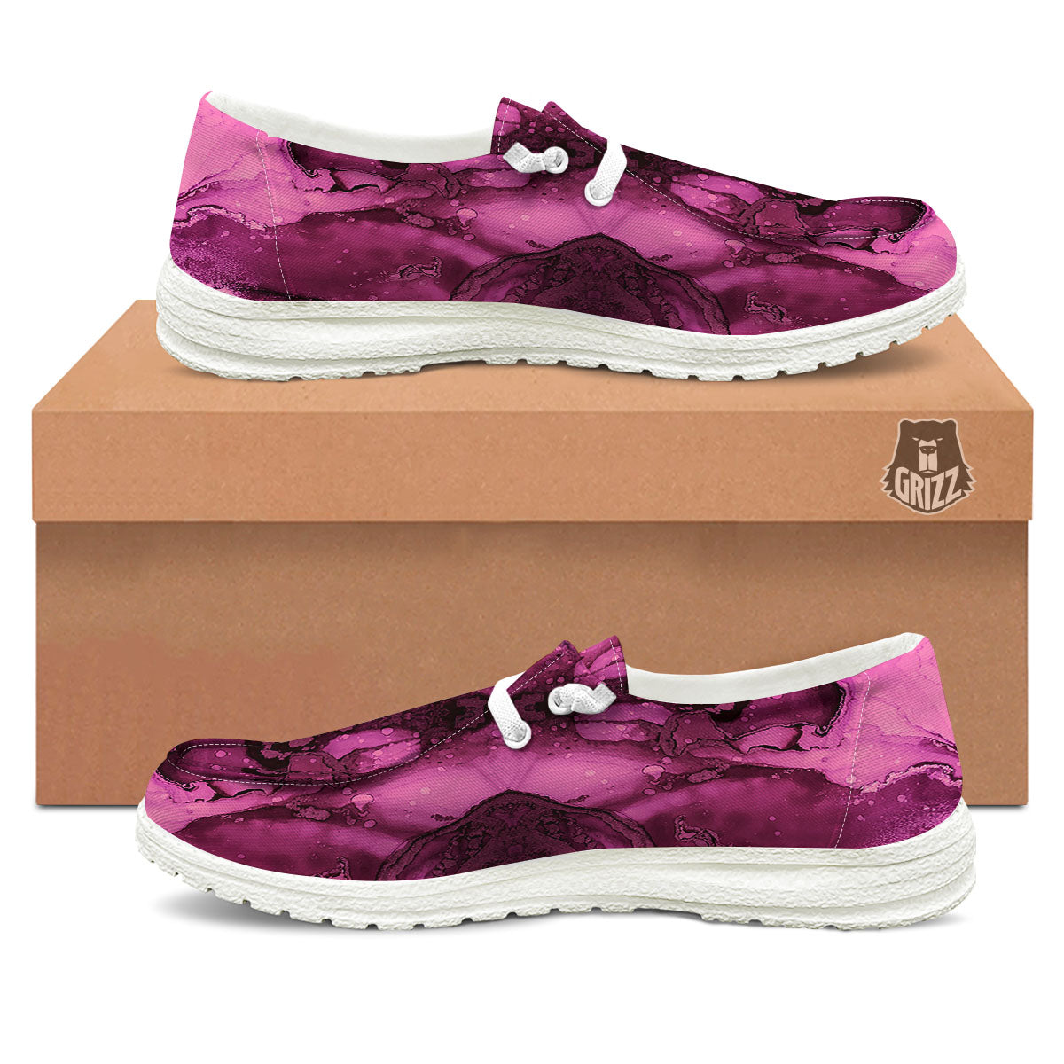 Rose Kaleidoscope Pink Print Black Loafers-grizzshop