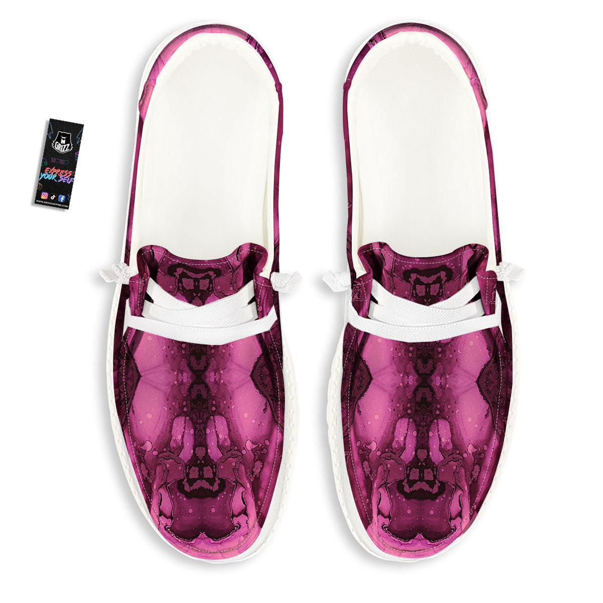 Rose Kaleidoscope Pink Print Black Loafers-grizzshop