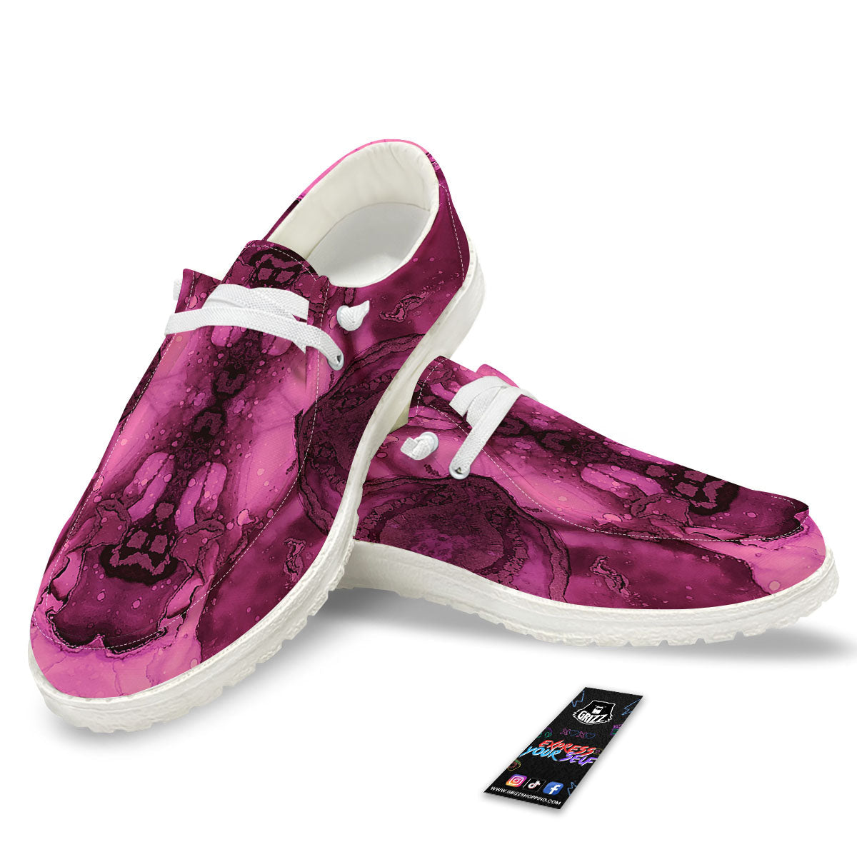 Rose Kaleidoscope Pink Print Black Loafers-grizzshop