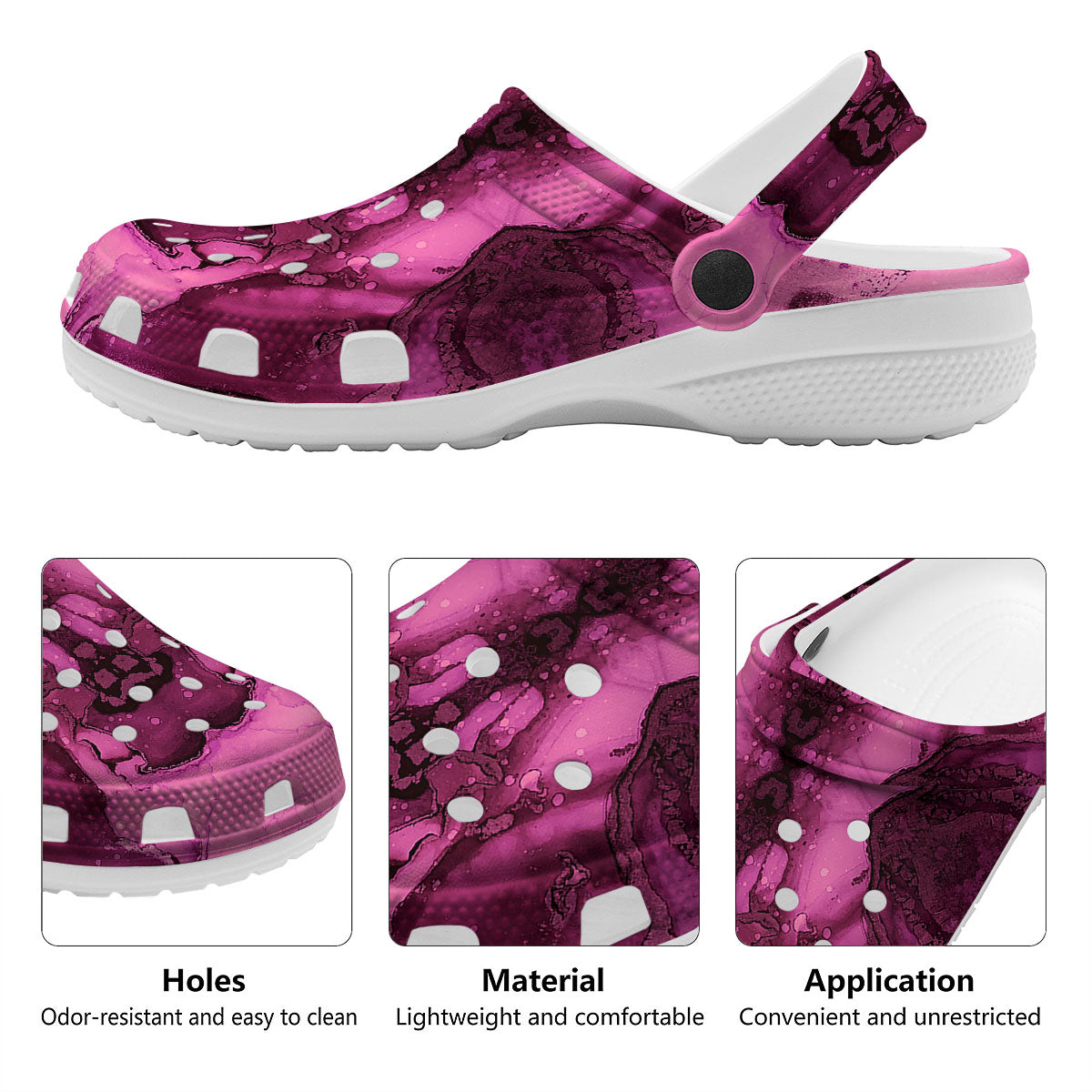 Rose Kaleidoscope Pink Print Clog-grizzshop