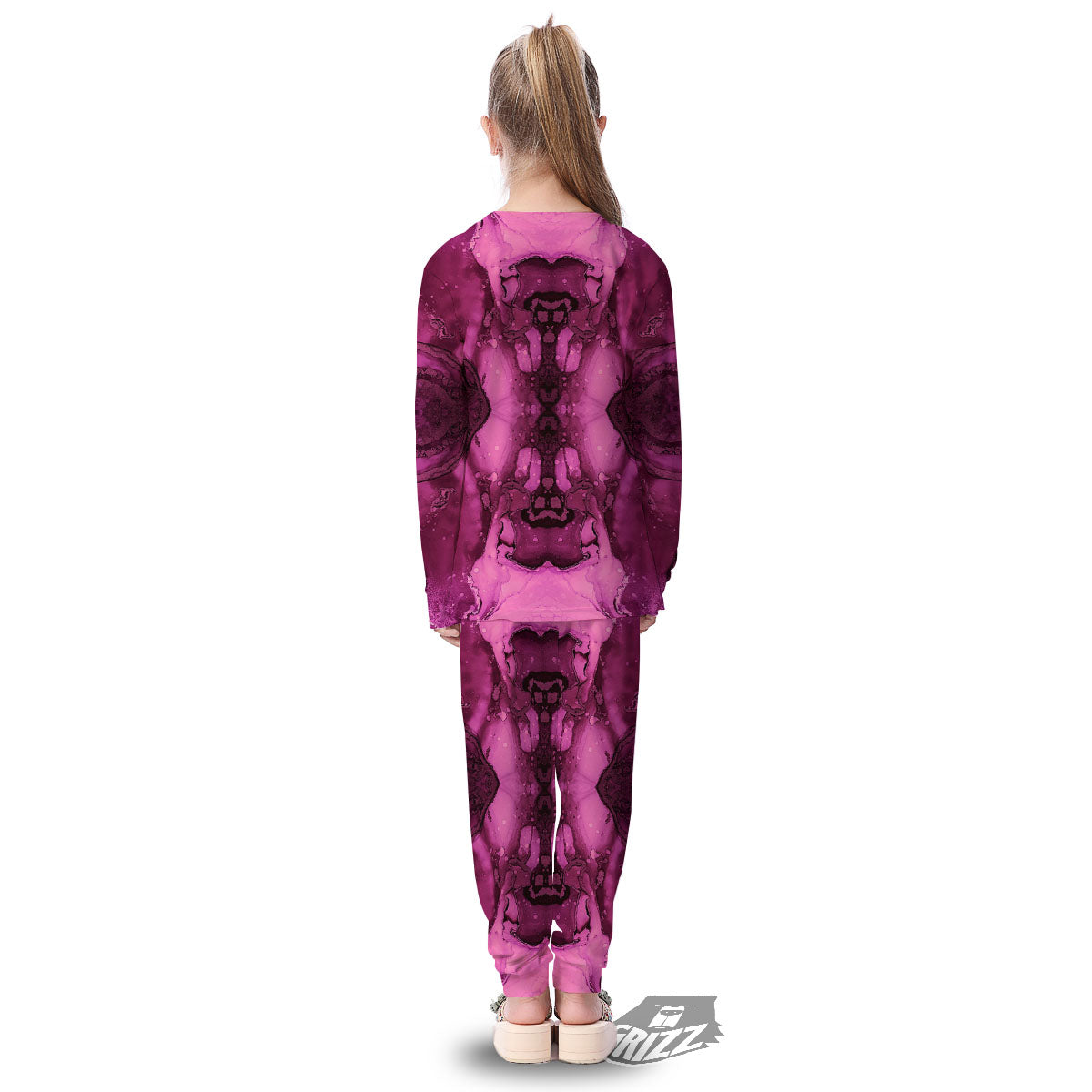 Rose Kaleidoscope Pink Print Kid's Pajamas-grizzshop