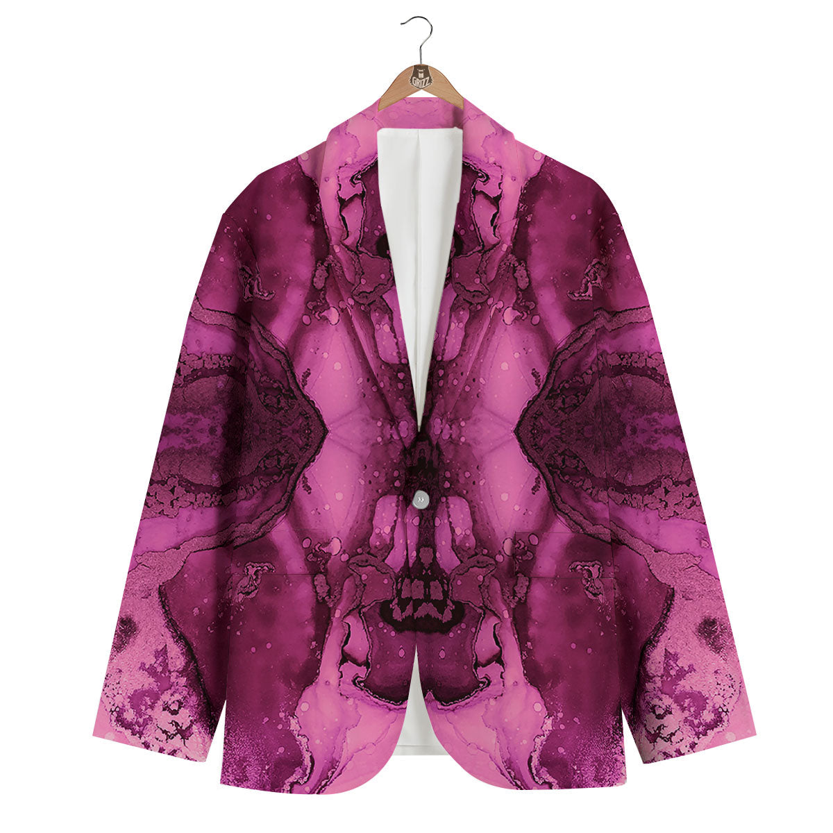 Rose Kaleidoscope Pink Print Men's Blazer-grizzshop