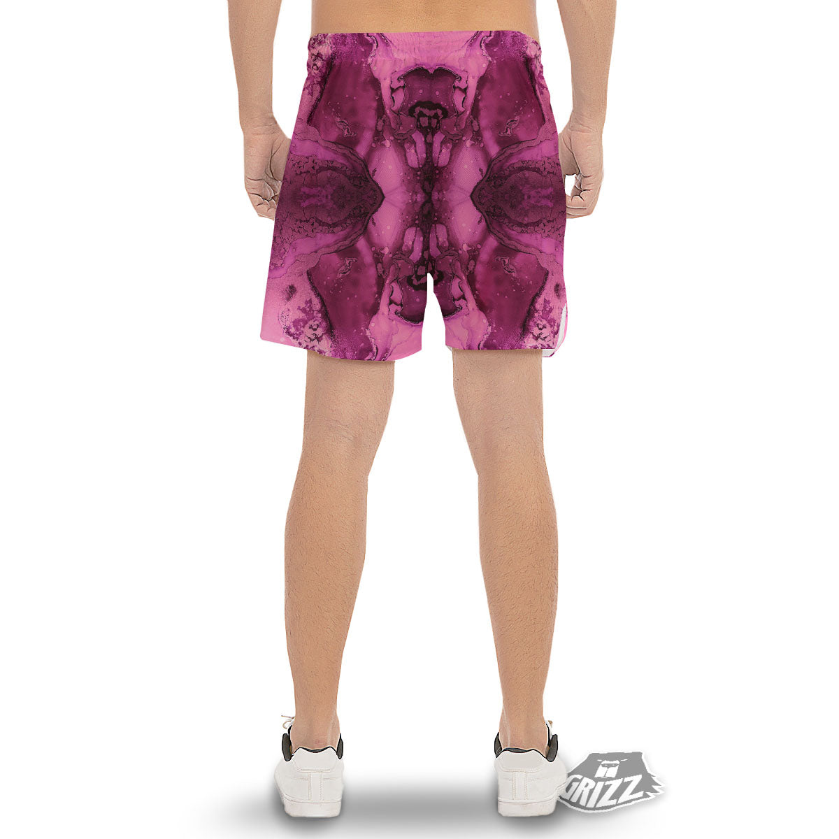 Rose Kaleidoscope Pink Print Men's Gym Shorts-grizzshop