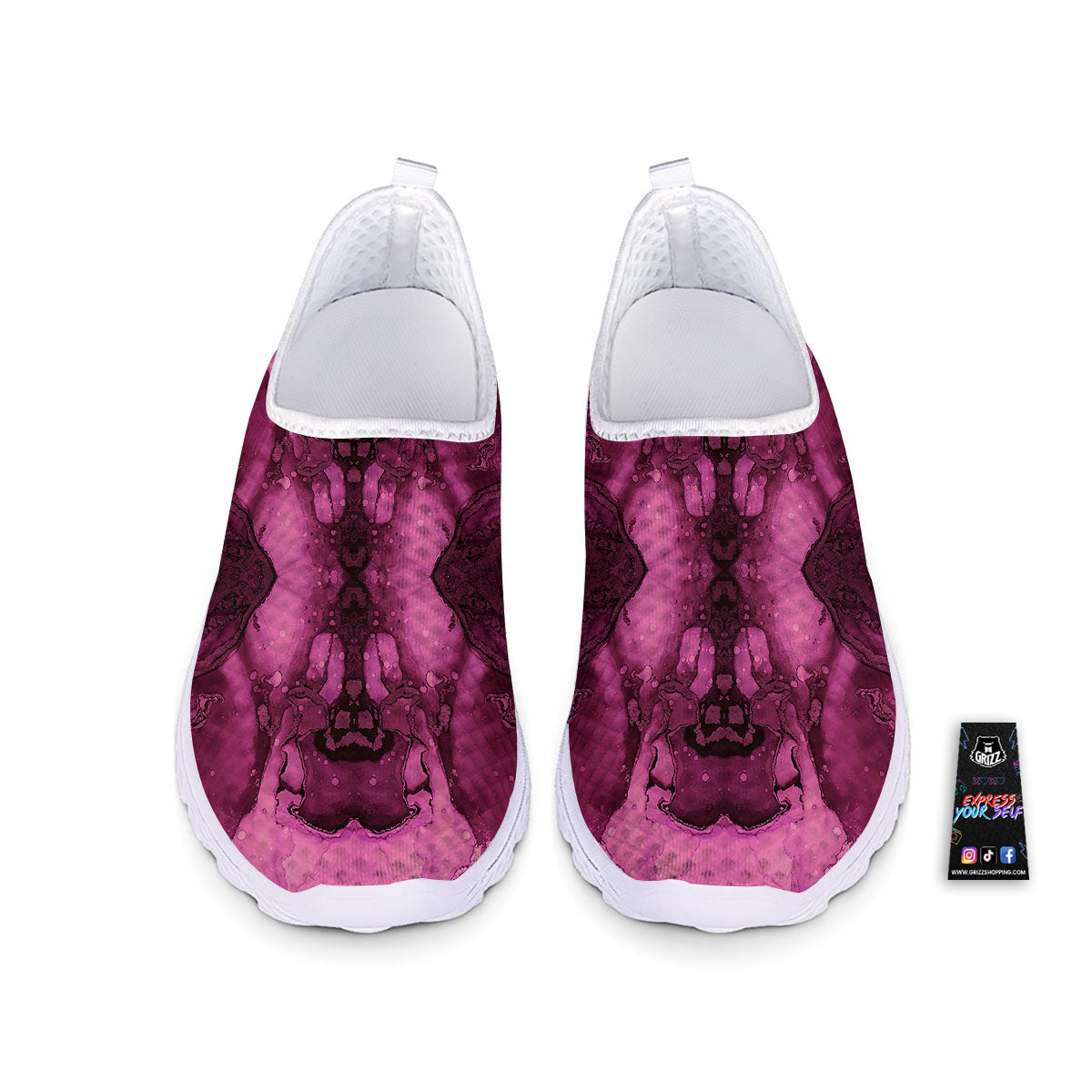 Rose Kaleidoscope Pink Print Nurse Shoes-grizzshop