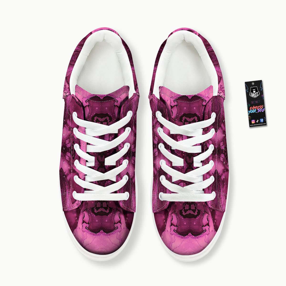Rose Kaleidoscope Pink Print Platform Shoes-grizzshop