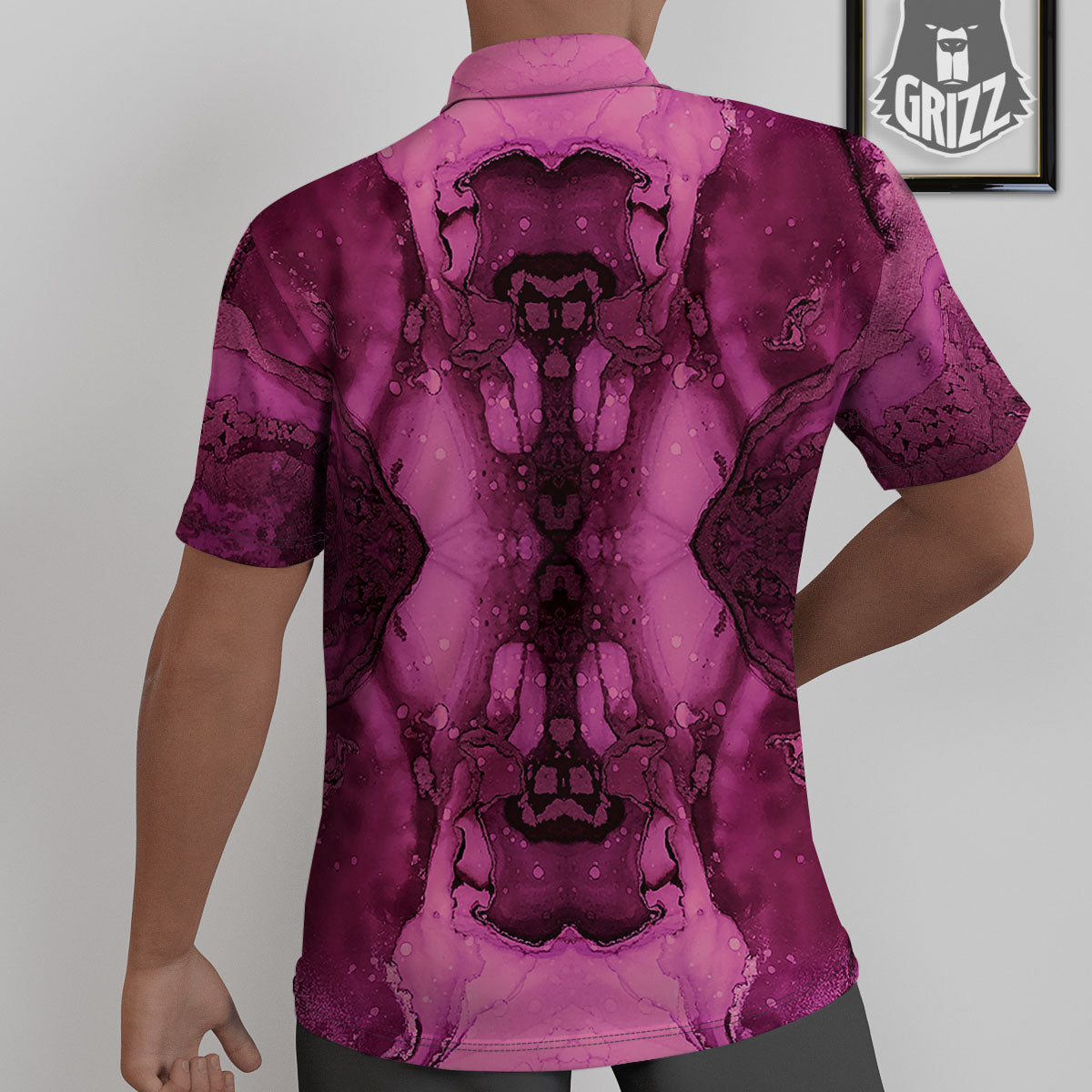 Rose Kaleidoscope Pink Print Untucked Shirts-grizzshop