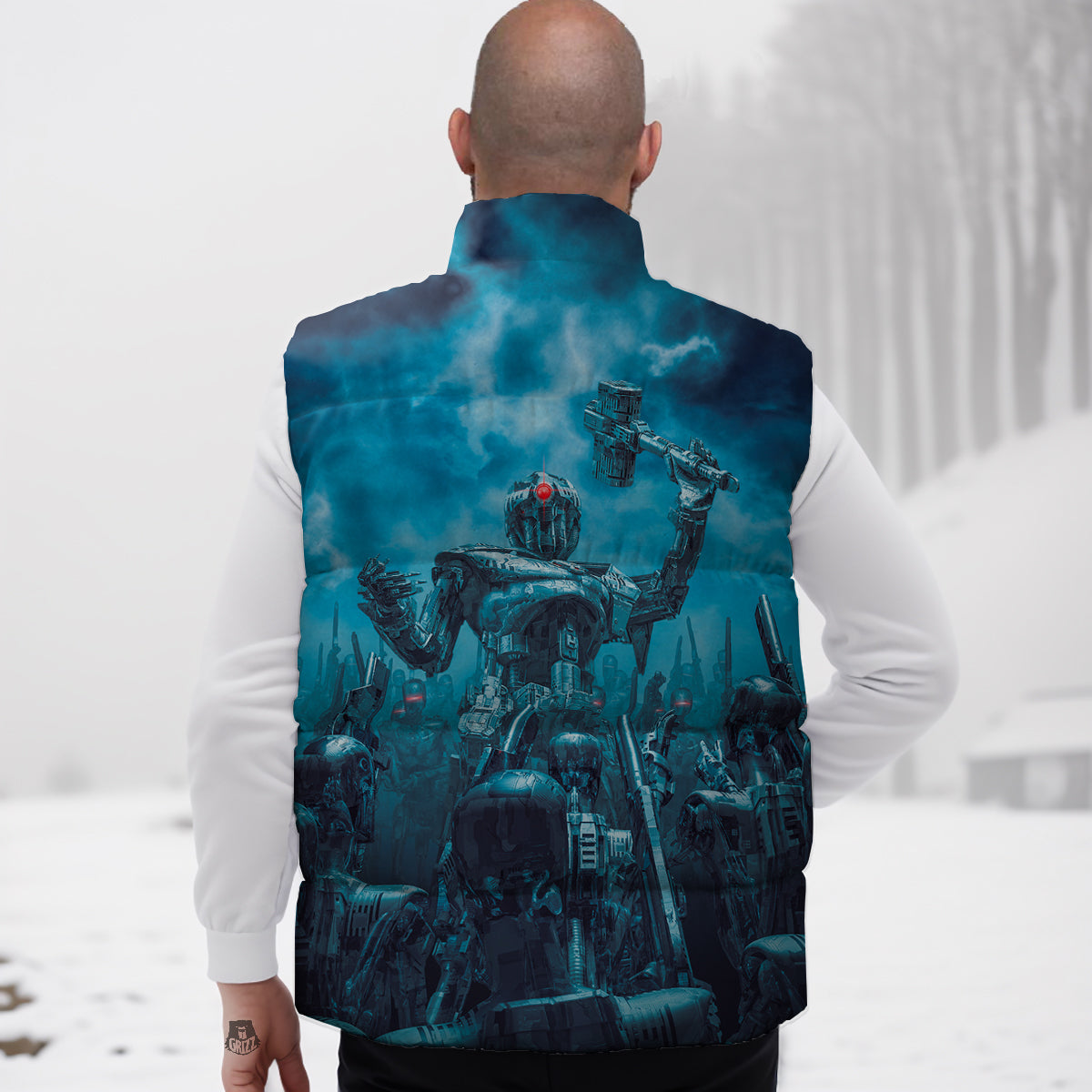 Rose Monarch Butterfly Pattern Print Down Vest