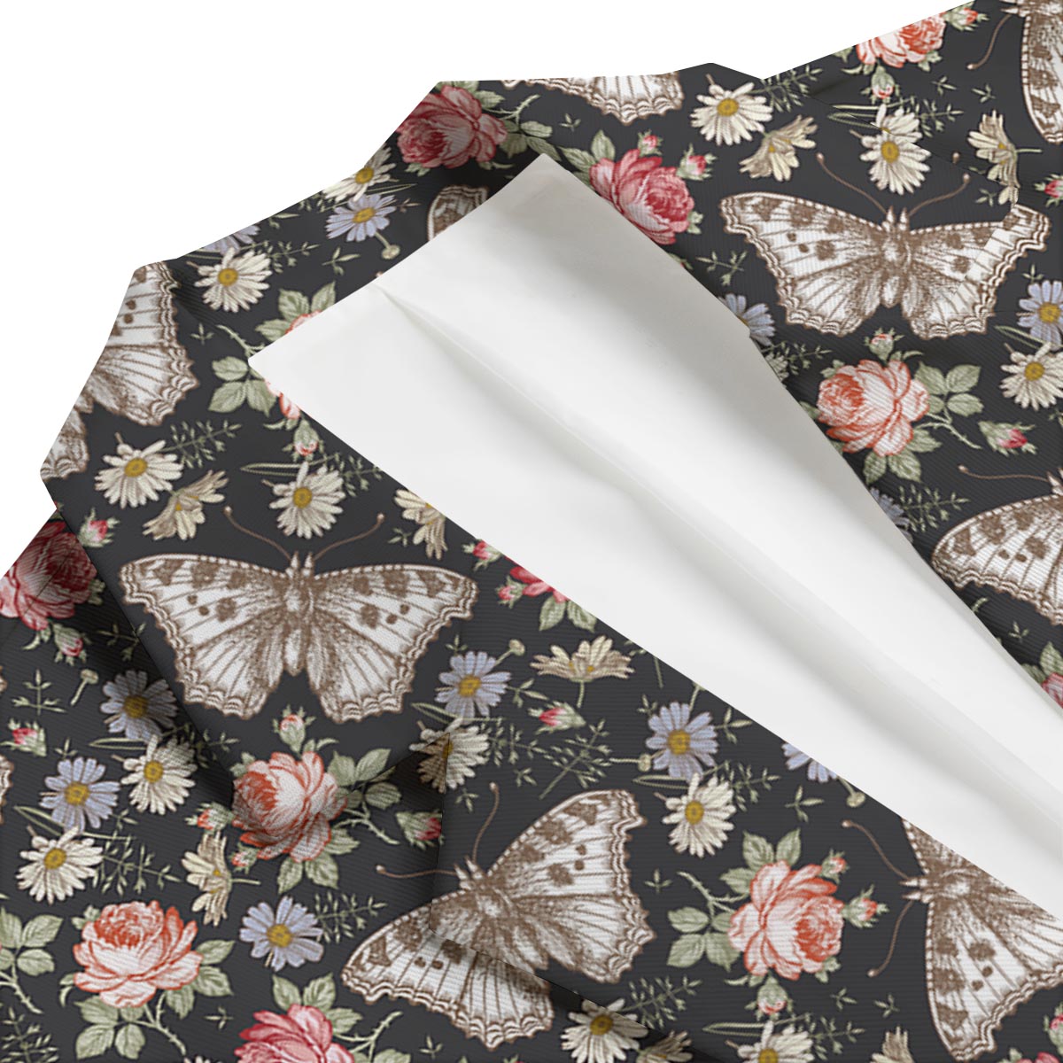 Rose Monarch Butterfly Pattern Print Men's Blazer-grizzshop