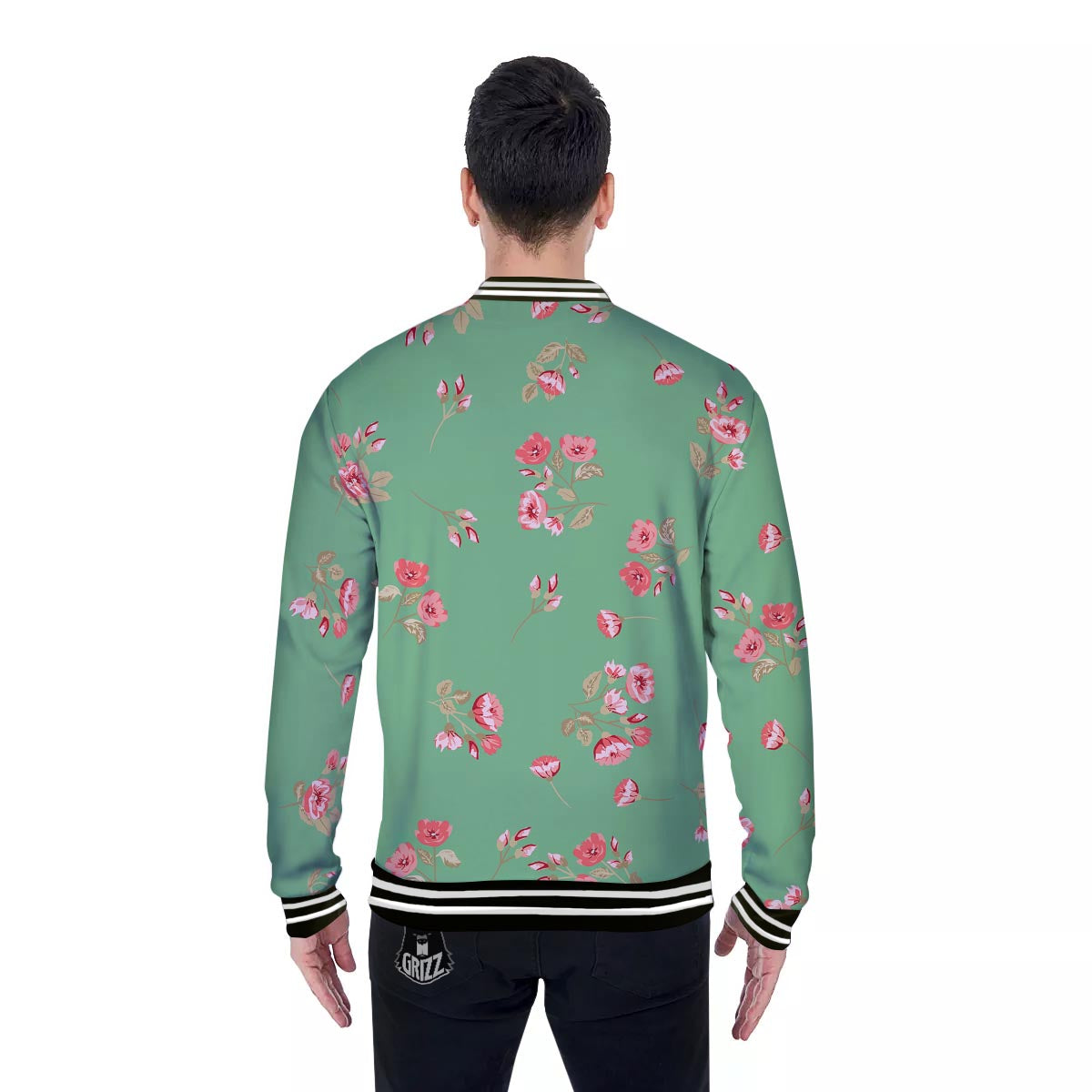 Rose Petals Print Pattern Baseball Jacket-grizzshop