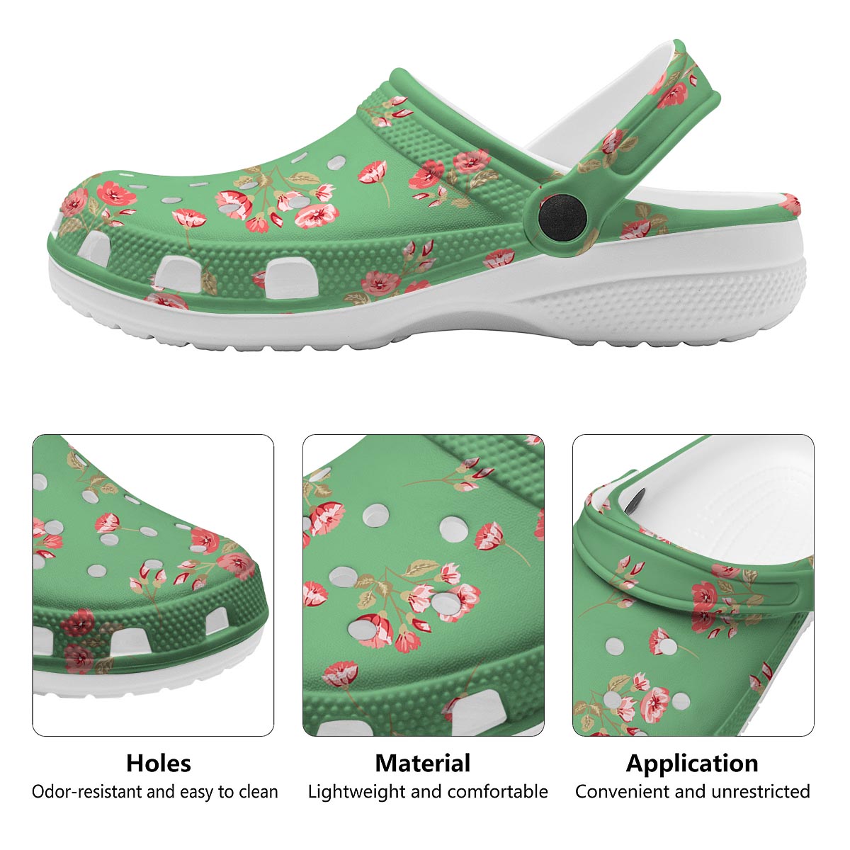 Rose Petals Print Pattern Clog-grizzshop