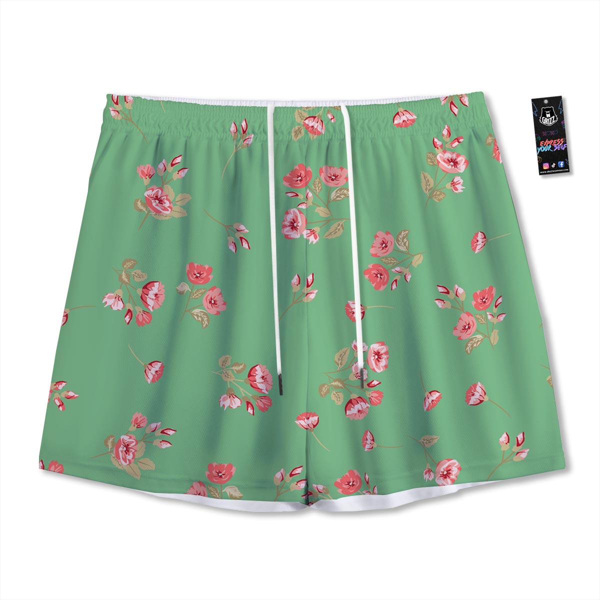 Rose Petals Print Pattern Mesh Shorts