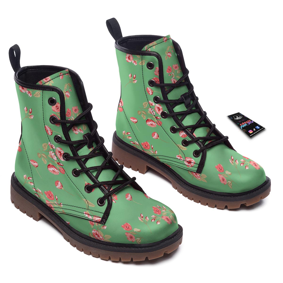 Rose Petals Print Pattern Work Boots-grizzshop
