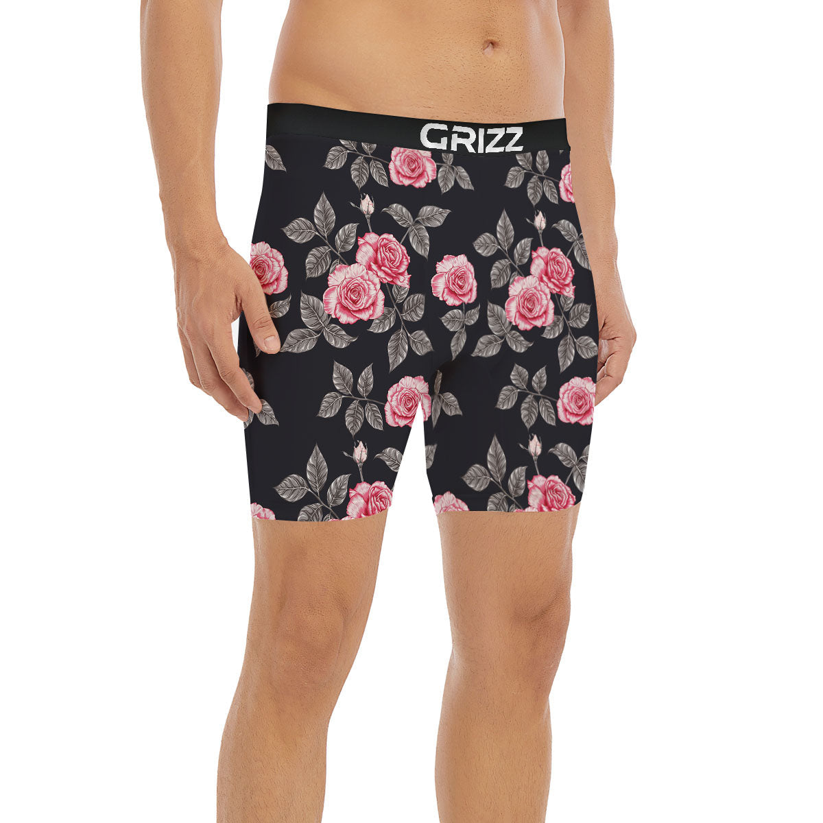 Rose Pink Print Pattern Boxer Briefs-grizzshop