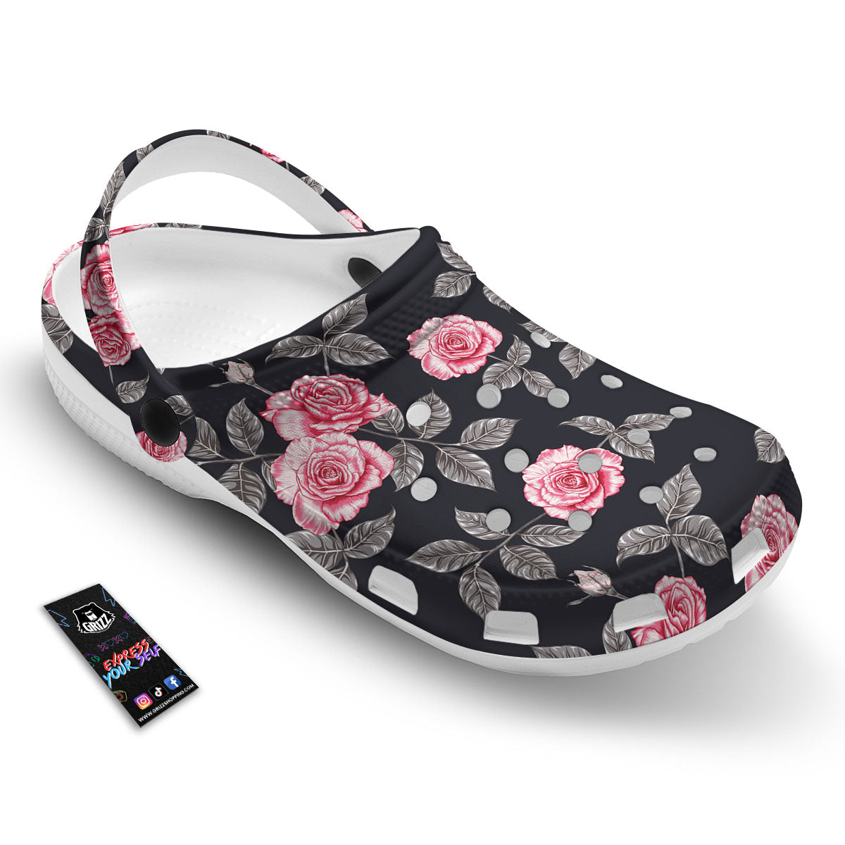 Rose Pink Print Pattern Clog-grizzshop