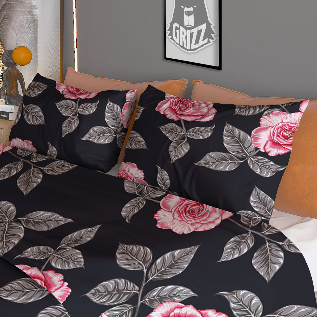 Rose Yellow Print Duvet Cover Bedding Set