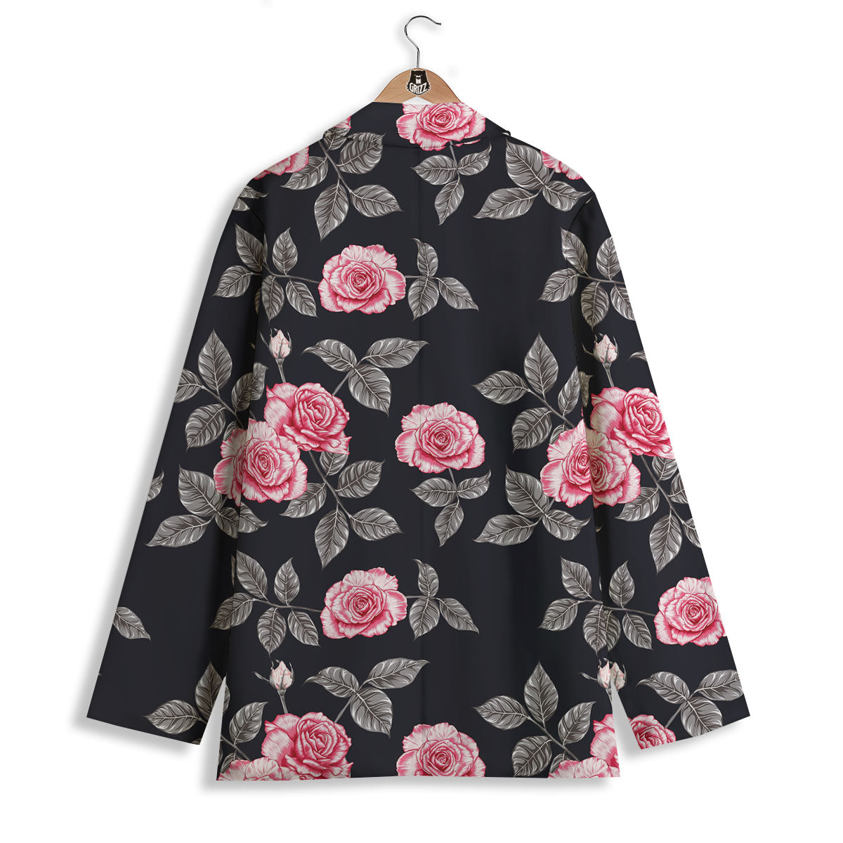Rose Pink Print Pattern Women's Blazer-grizzshop