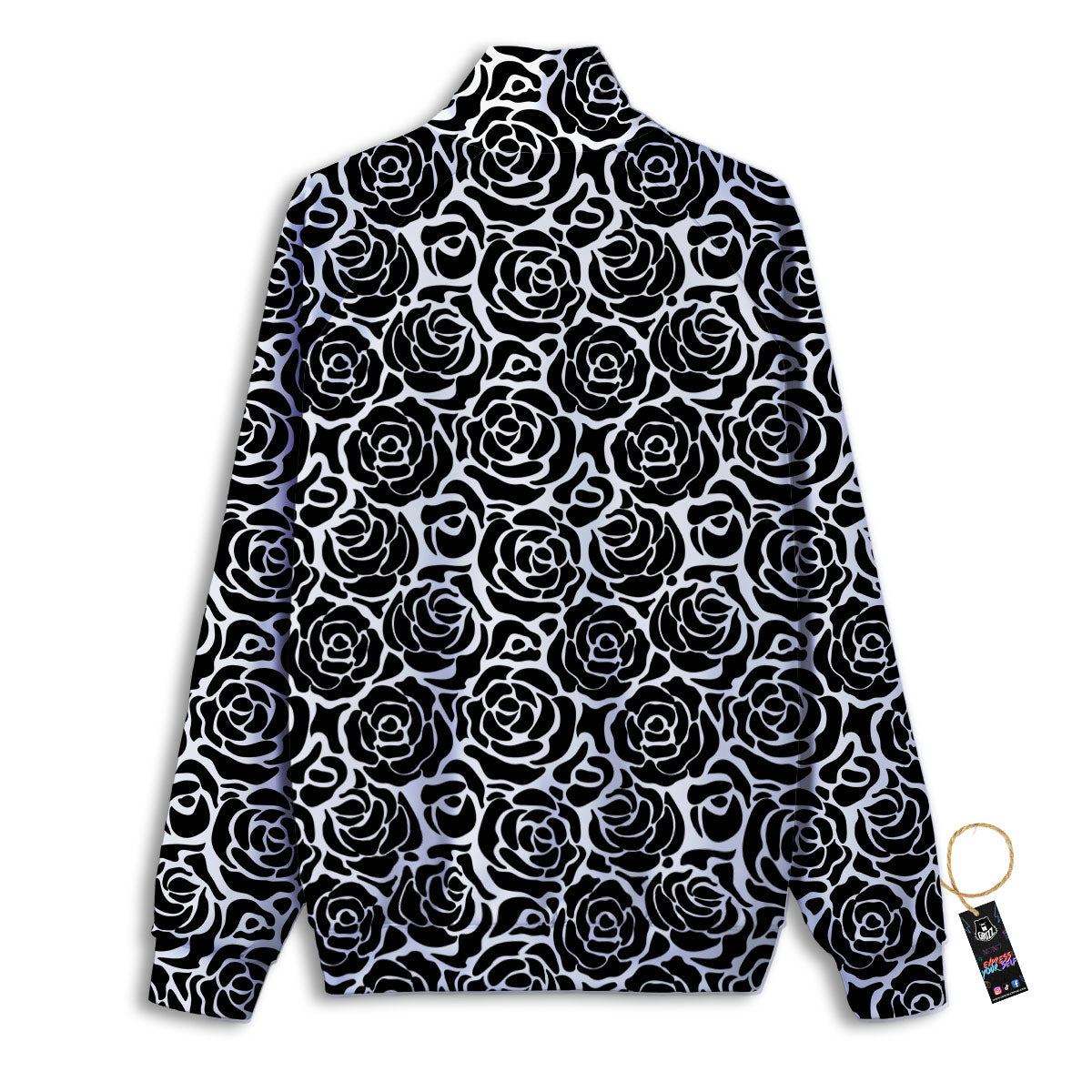 Rose Print Monochrome Pattern Track Jacket-grizzshop