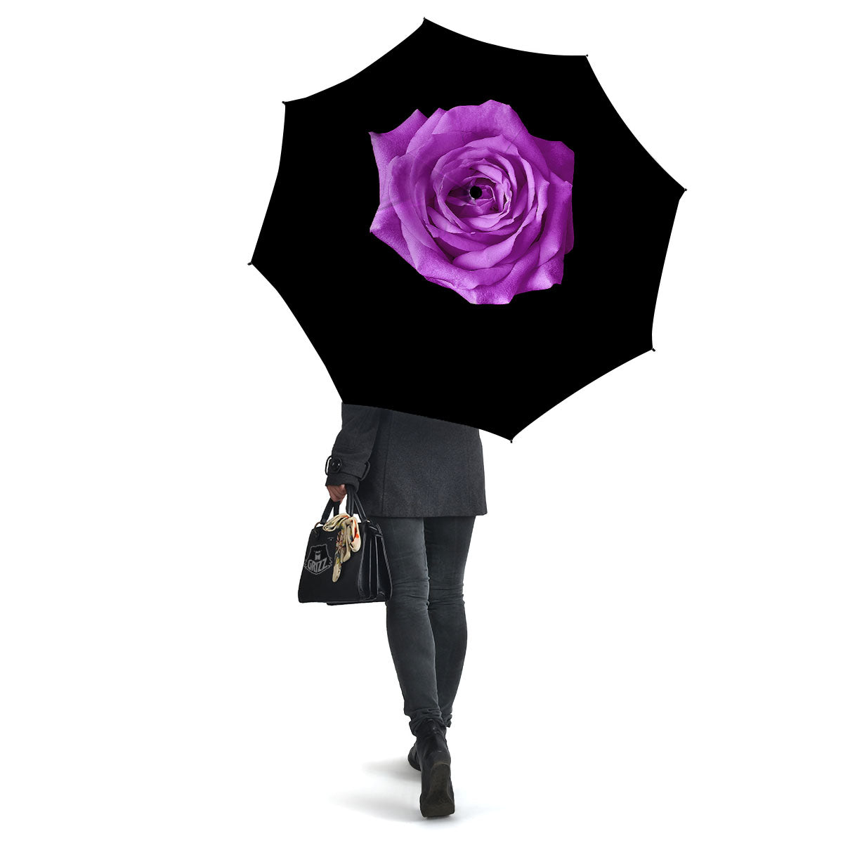 Rose Purple Dark Print Umbrella-grizzshop