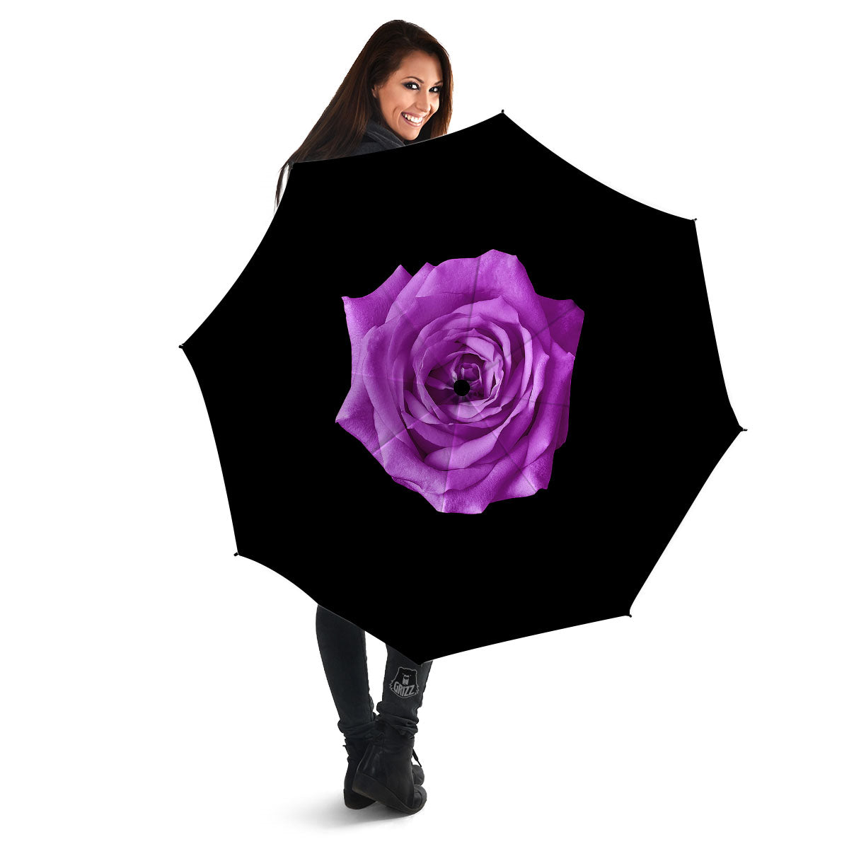 Rose Purple Dark Print Umbrella-grizzshop