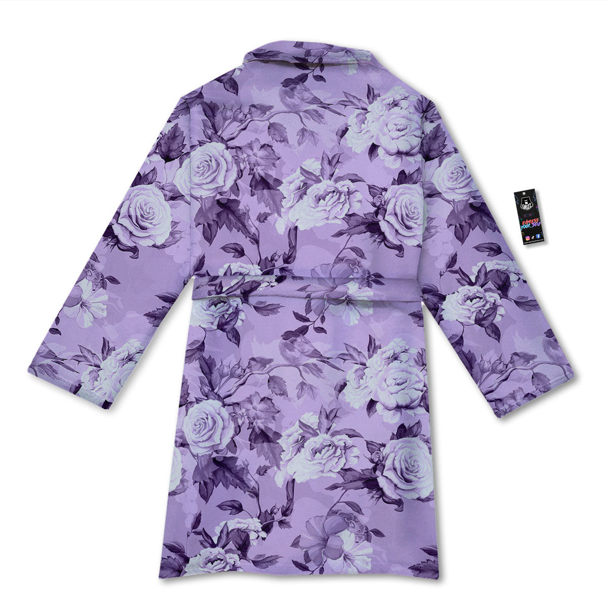 Rose Purple Print Pattern Bathrobe-grizzshop