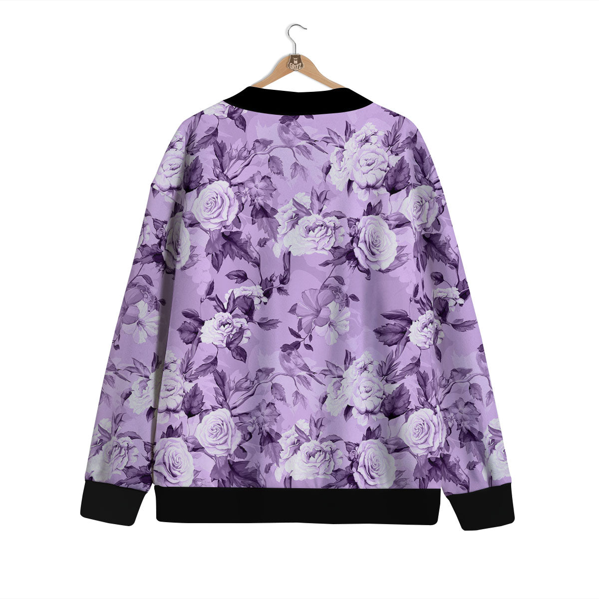 Rose Purple Print Pattern Cardigan-grizzshop
