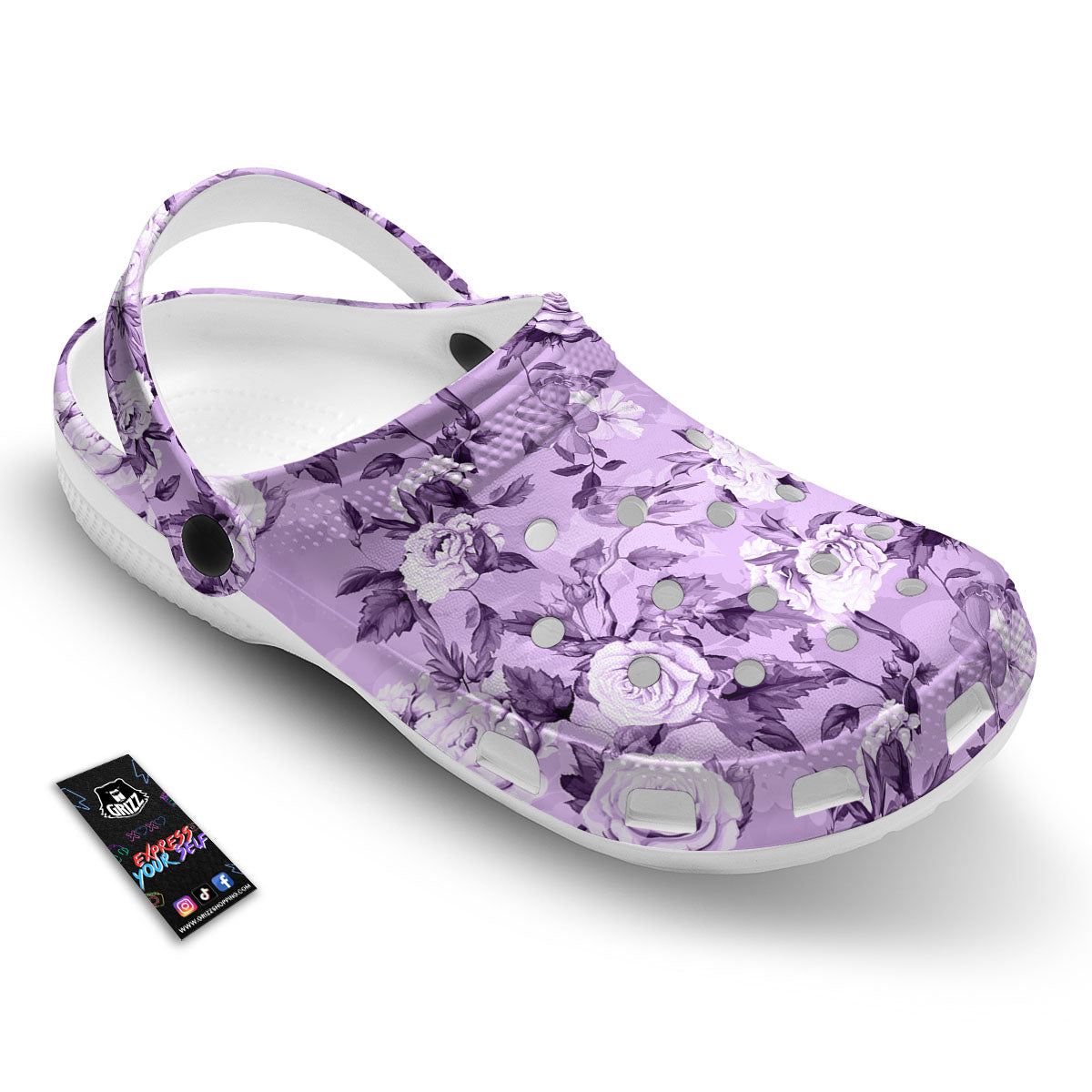 Rose Purple Print Pattern Clog-grizzshop
