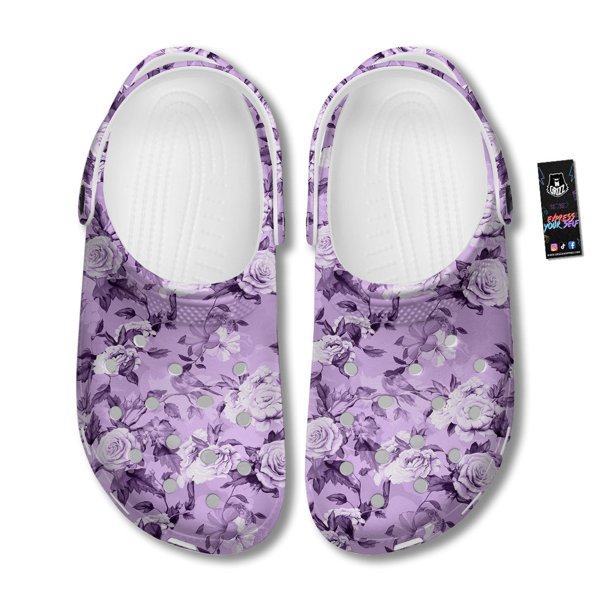 Rose Purple Print Pattern Clog-grizzshop