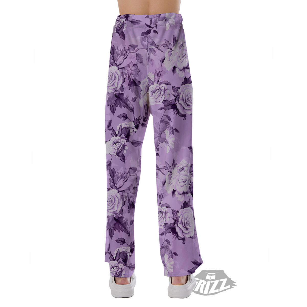 Rose Purple Print Pattern Pajama Pants-grizzshop