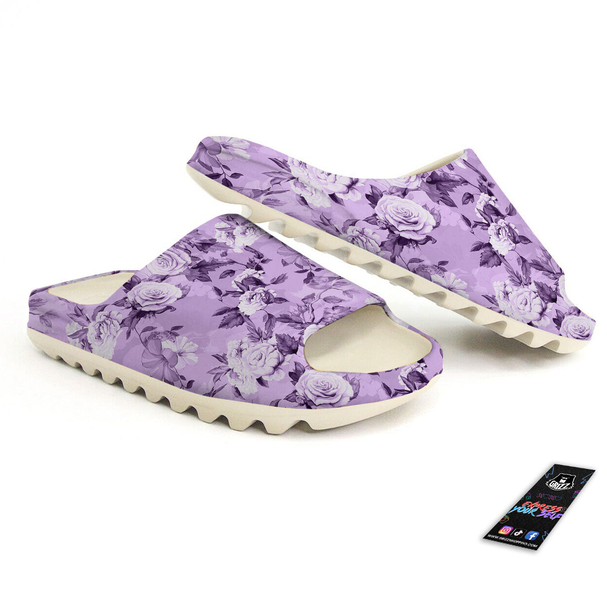 Rose Purple Print Pattern Sandals-grizzshop