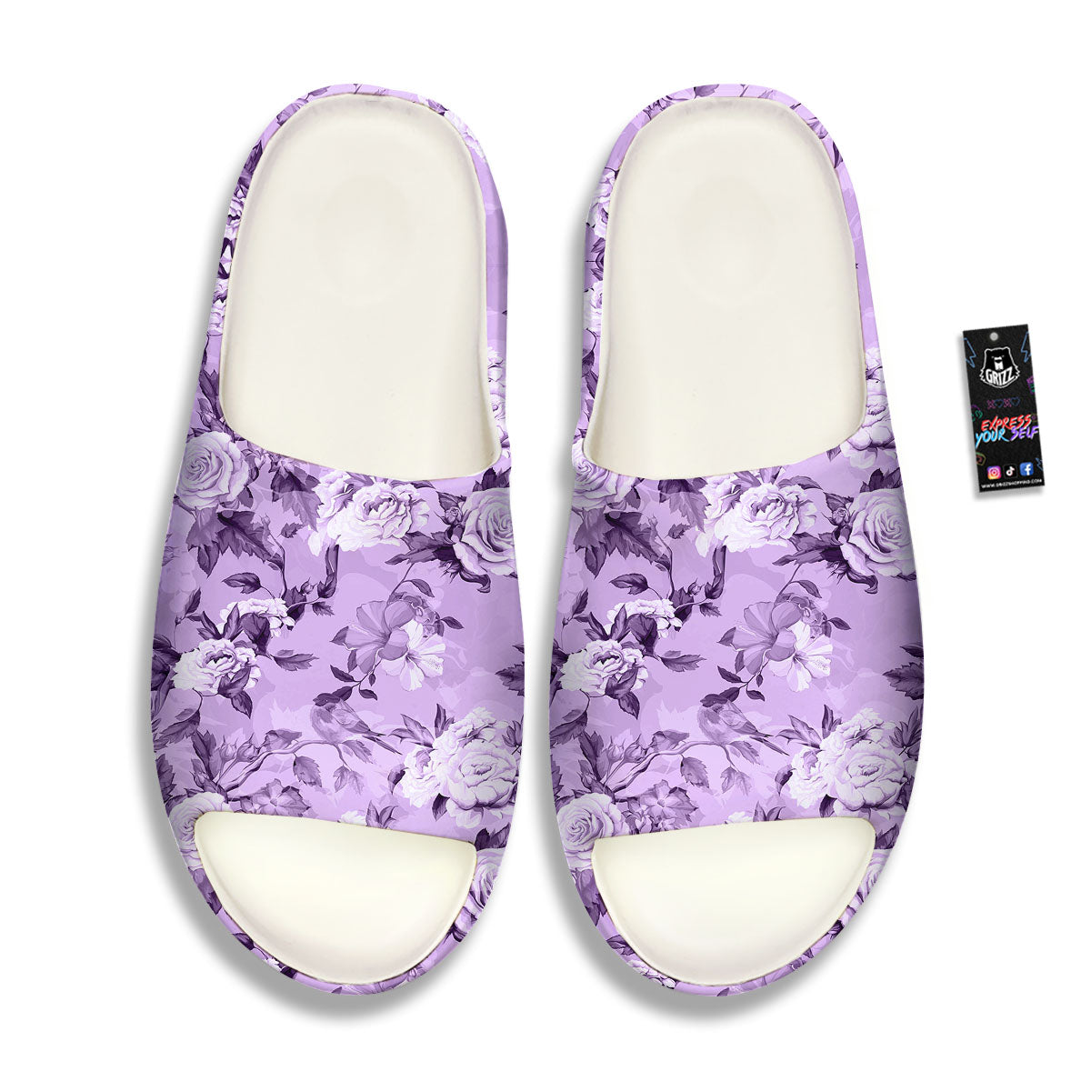 Rose Purple Print Pattern Sandals-grizzshop