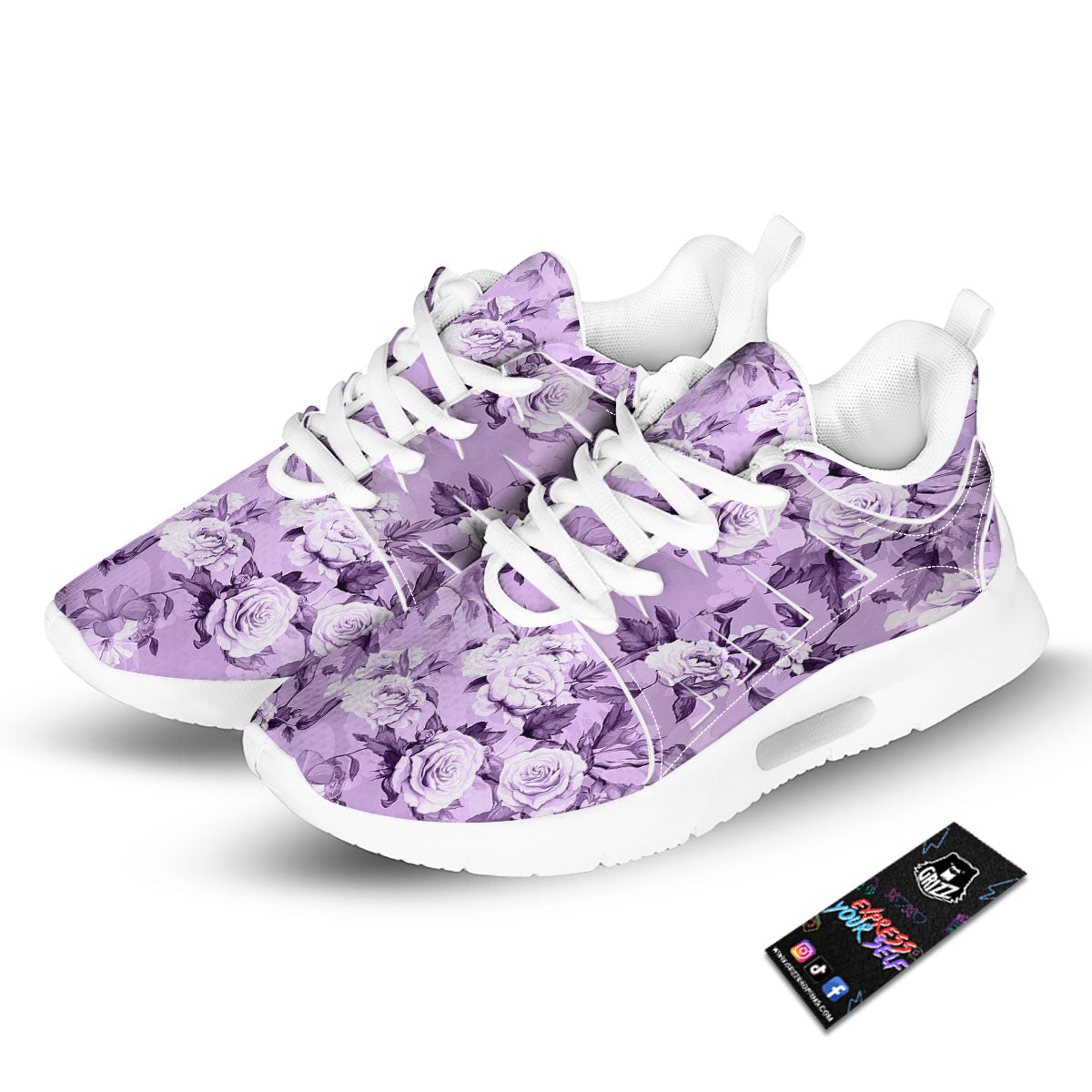 Rose Purple Print Pattern Tennis Shoes-grizzshop