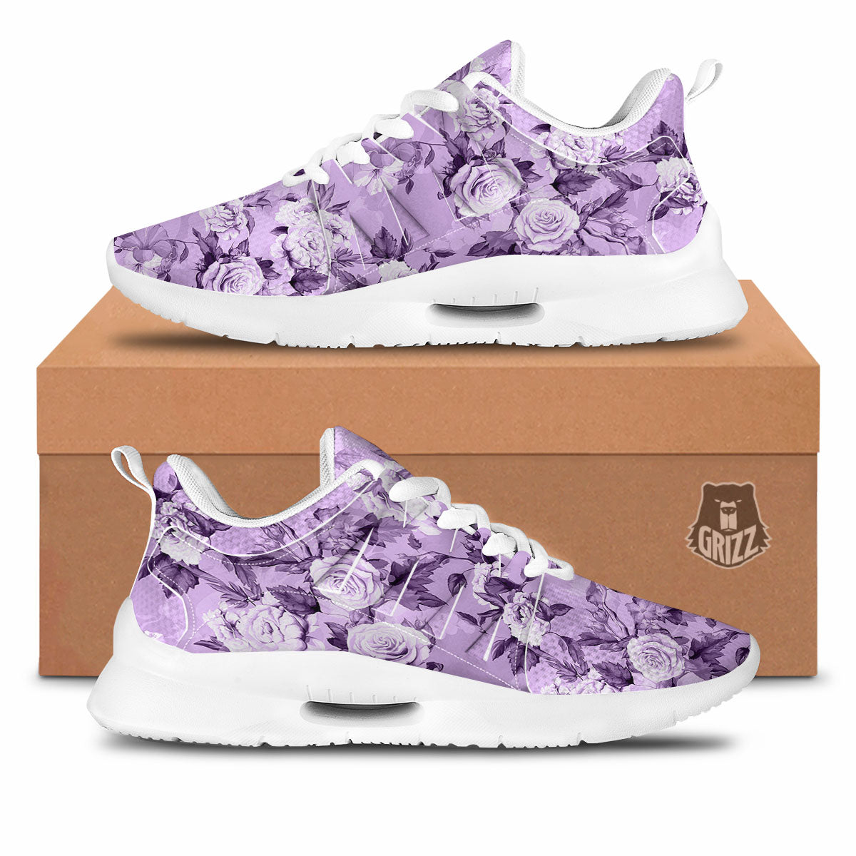 Rose Purple Print Pattern Tennis Shoes-grizzshop