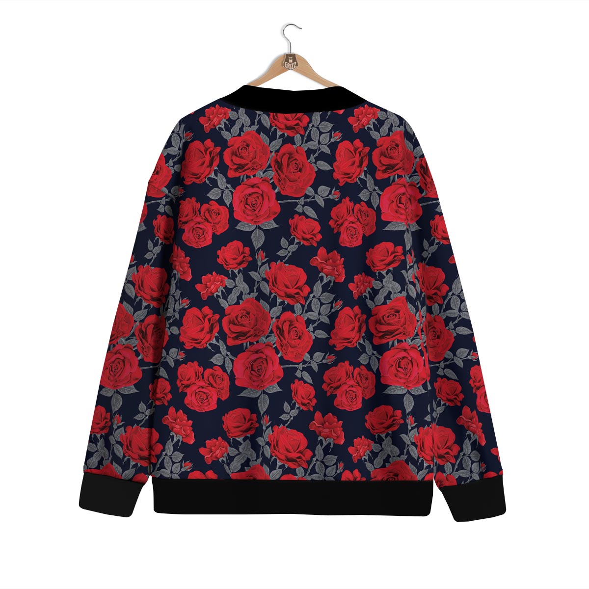 Rose Red Print Pattern Cardigan-grizzshop