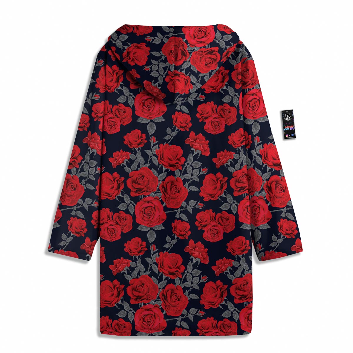 Rose Red Print Pattern Men's Windbreaker Jacket-grizzshop