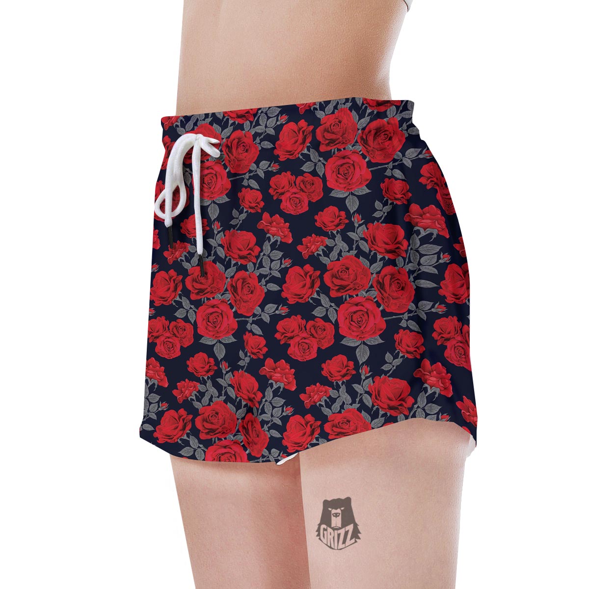 Rose Red Print Pattern Women's Shorts-grizzshop