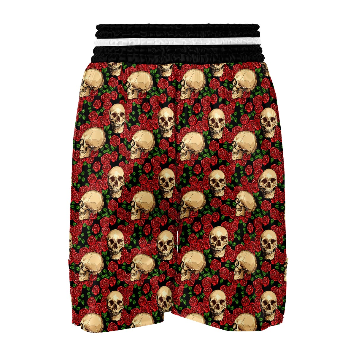 Rose Skull Print Boxing Shorts-grizzshop