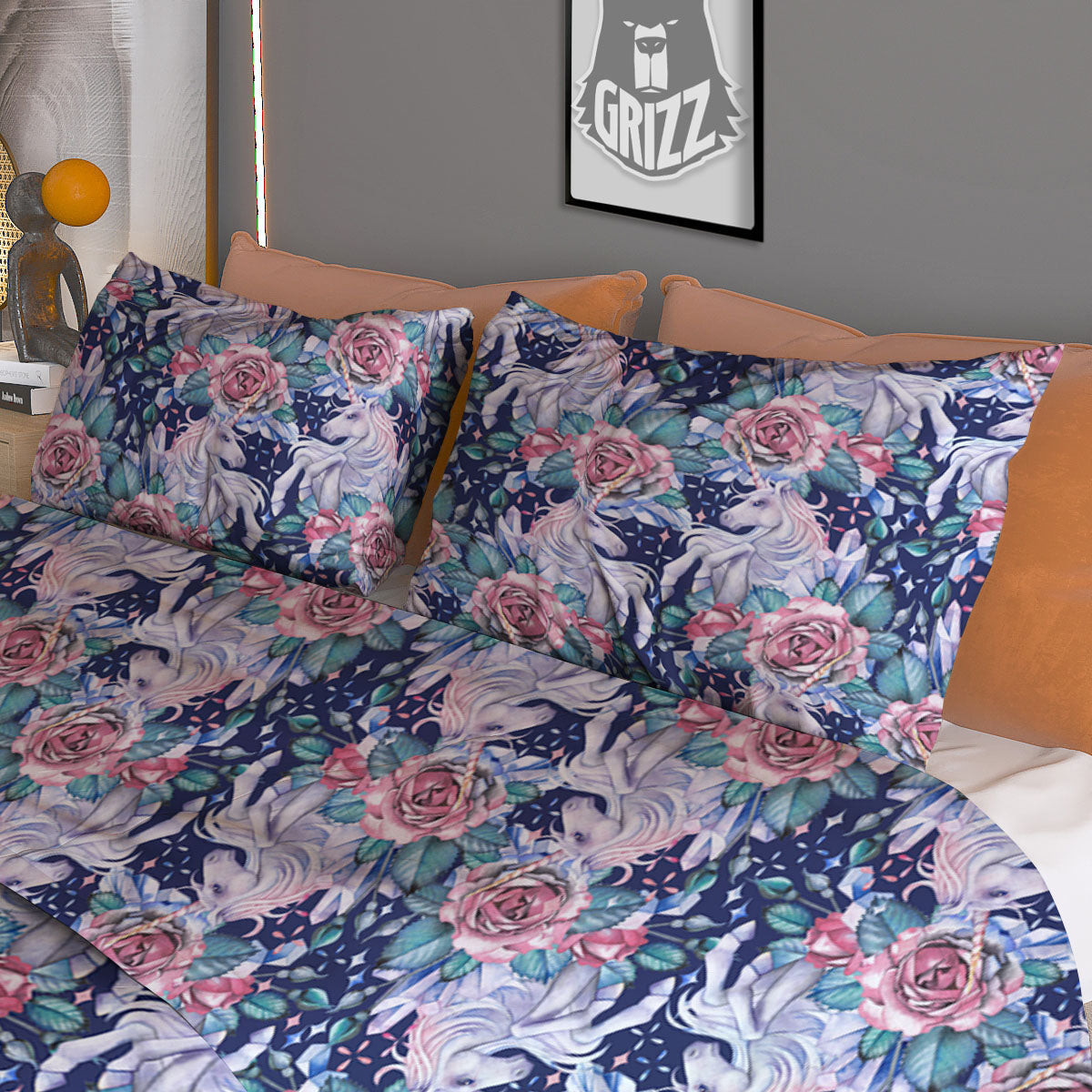 Pug Geometric Print Pattern Duvet Cover Bedding Set