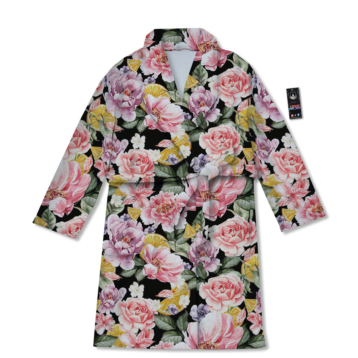 Rose Vintage Print Pattern Bathrobe-grizzshop