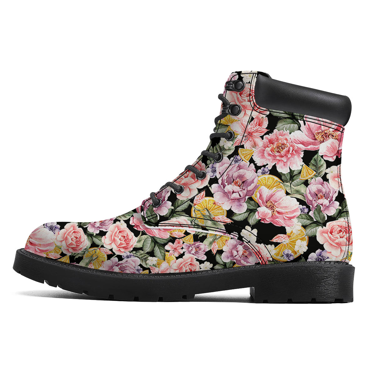 Rose Vintage Print Pattern Boots-grizzshop