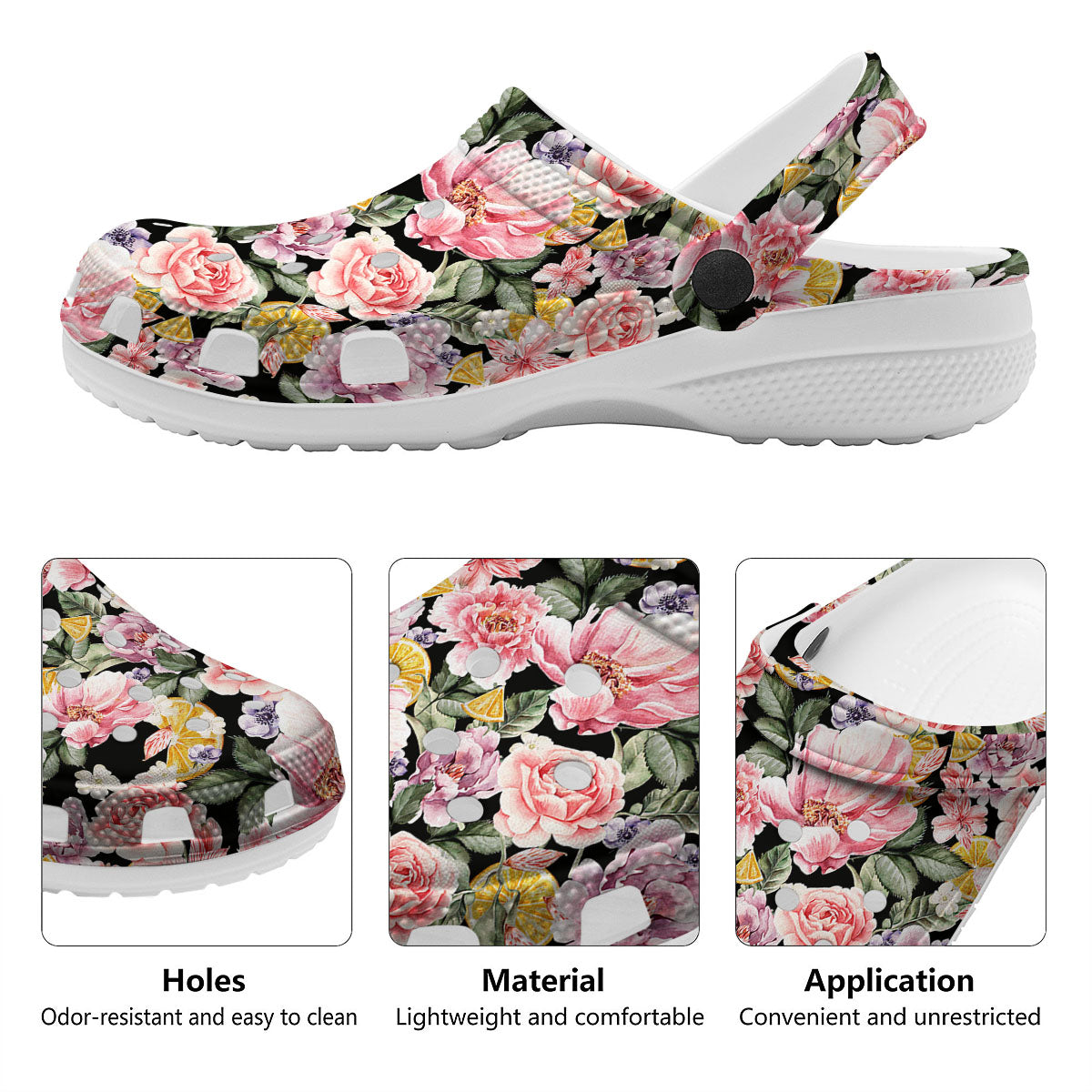 Rose Vintage Print Pattern Clog-grizzshop