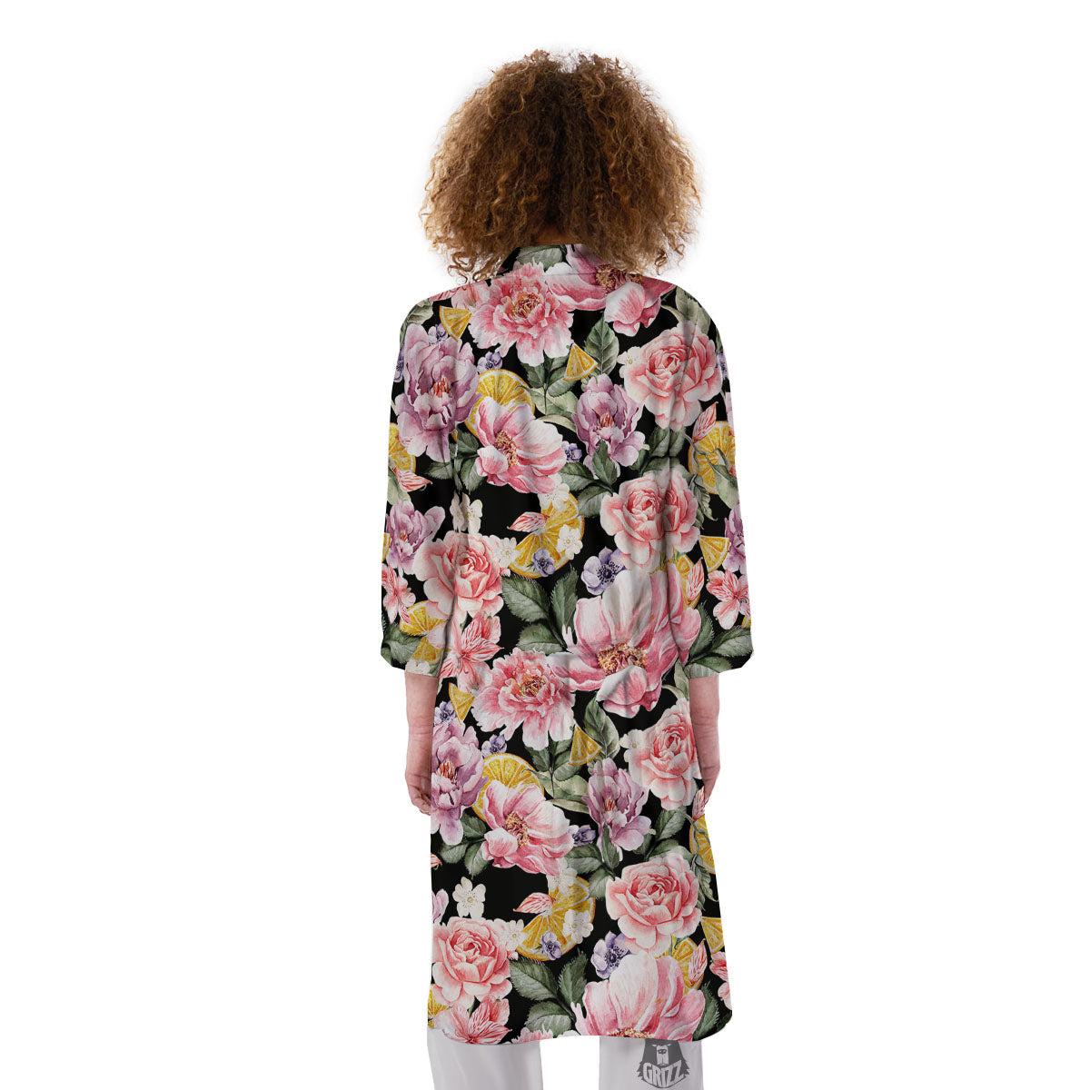 Rose Vintage Print Pattern Kimono-grizzshop
