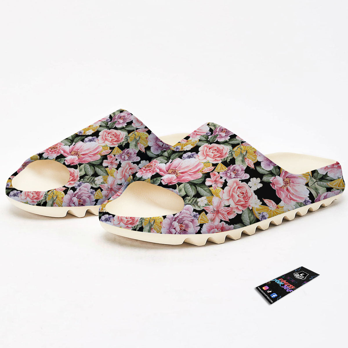 Rose Vintage Print Pattern Sandals-grizzshop