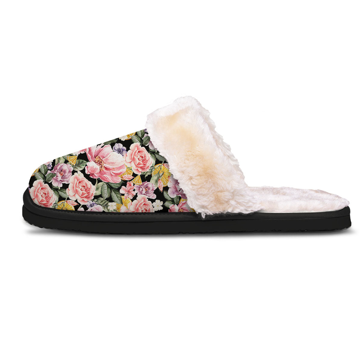 Rose Vintage Print Pattern Slippers-grizzshop