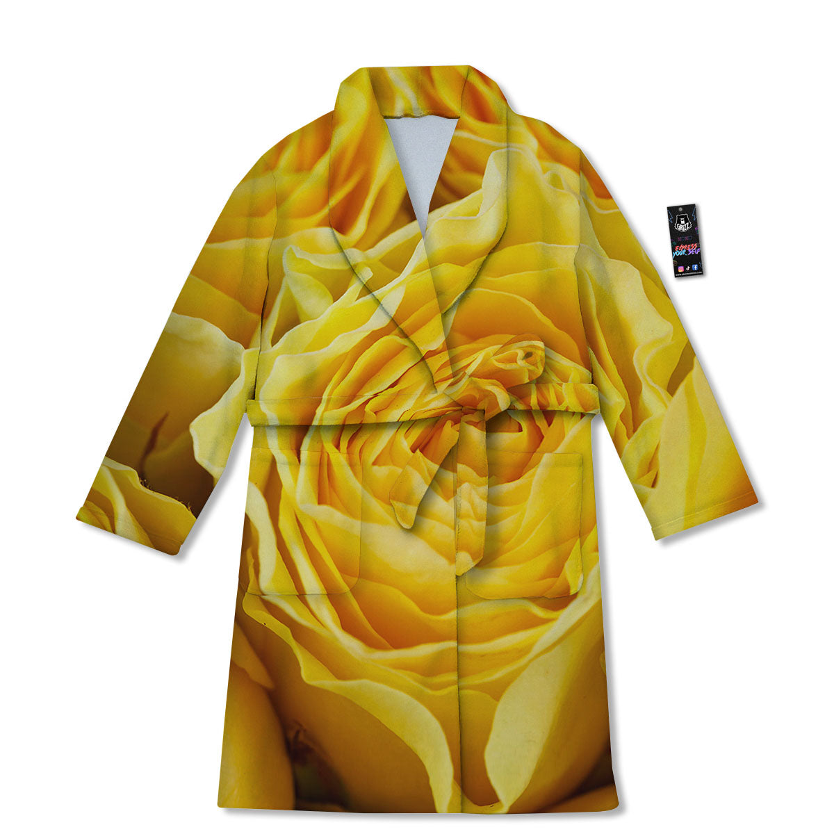 Rose Yellow Print Bathrobe-grizzshop