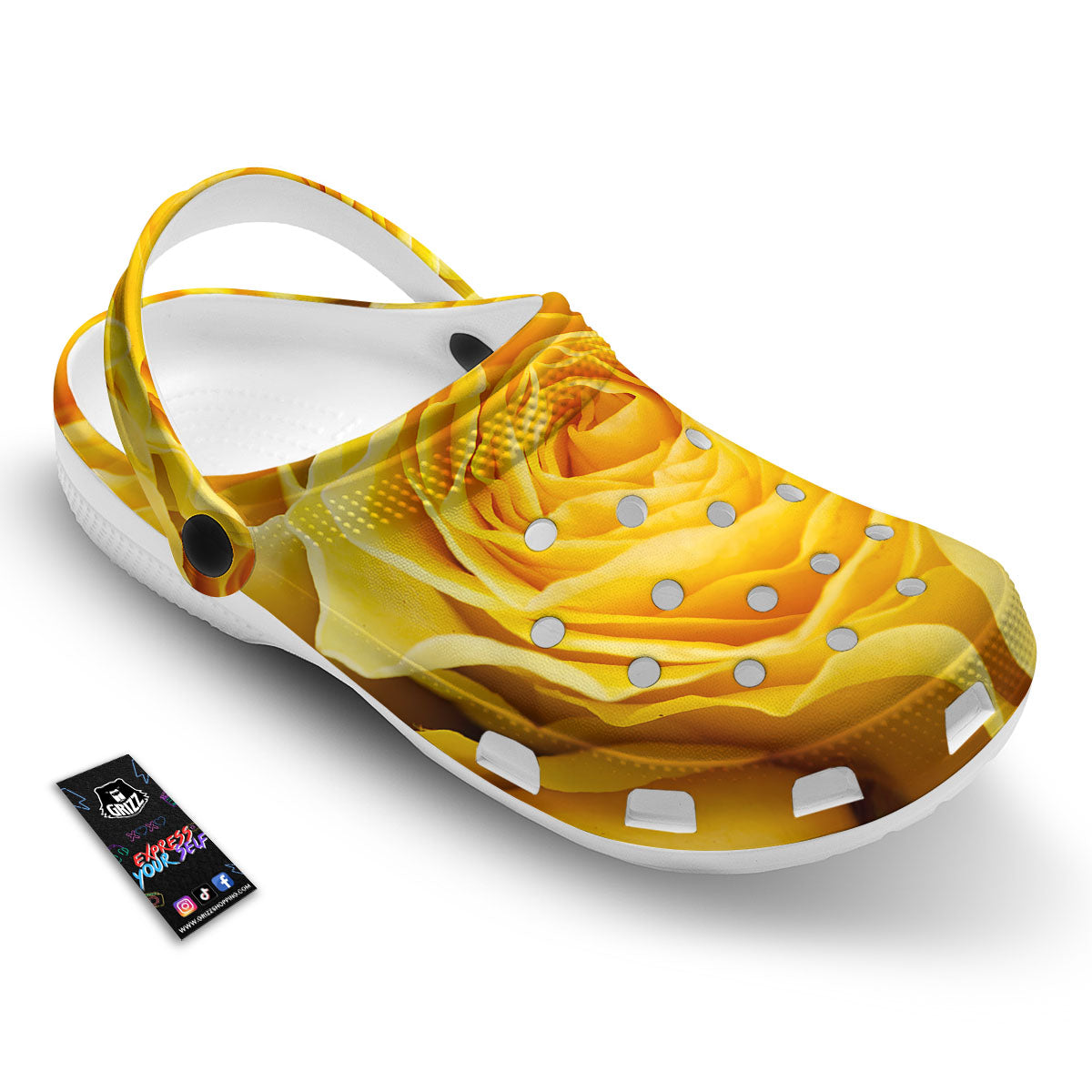 Rose Yellow Print Clog-grizzshop